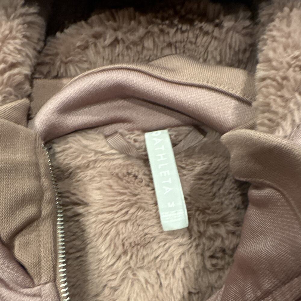 Athleta Pink Full Zip Hooded Lined Fleece Hoodie Pockets Women's M - Picture 7 of 10